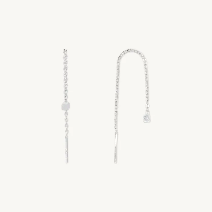 Camile Stone Earrings Square Threader Chain Earrings Camile Stone Earrings Square Threader Chain Earrings