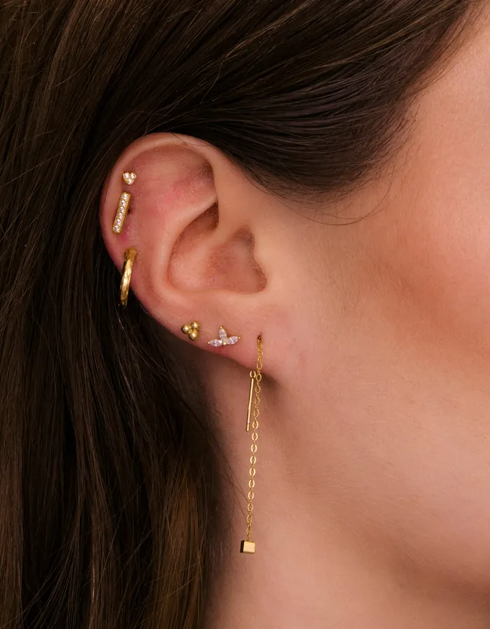Camile Stone Earrings Square Threader Chain Earrings Camile Stone Earrings Square Threader Chain Earrings