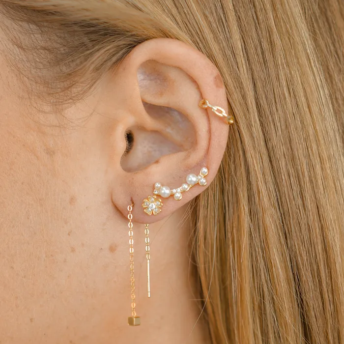 Camile Stone Earrings Square Threader Chain Earrings Camile Stone Earrings Square Threader Chain Earrings