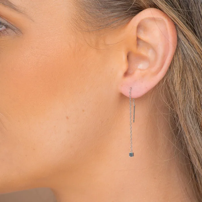 Camile Stone Earrings Square Threader Chain Earrings Camile Stone Earrings Square Threader Chain Earrings