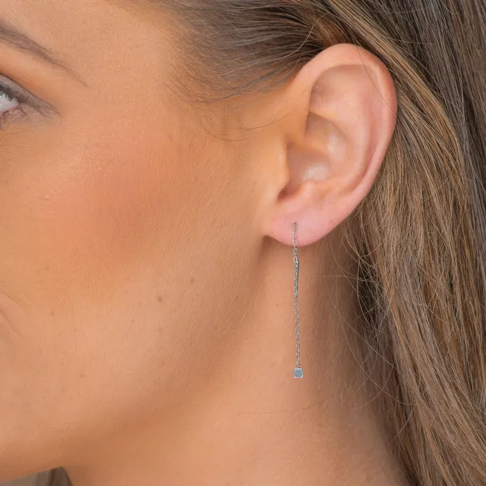 Camile Stone Earrings Square Threader Chain Earrings Camile Stone Earrings Square Threader Chain Earrings