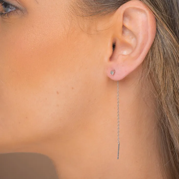Camile Stone Earrings Square Threader Chain Earrings Camile Stone Earrings Square Threader Chain Earrings