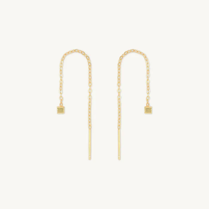 Camile Stone Earrings Square Threader Chain Earrings Camile Stone Earrings Square Threader Chain Earrings