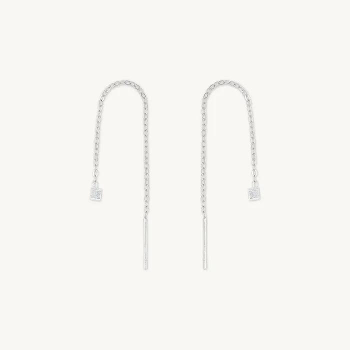 Camile Stone Earrings Square Threader Chain Earrings Camile Stone Earrings Square Threader Chain Earrings