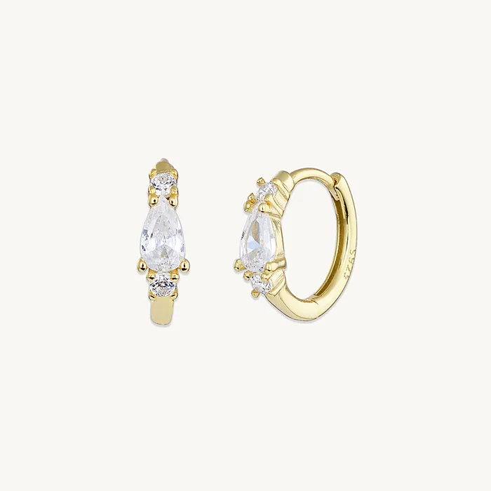 Camile Stone Earrings Teardrop Sapphire Huggie Earrings
