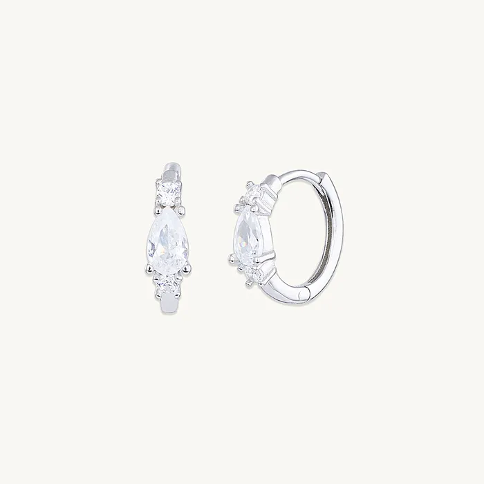 Camile Stone Earrings Teardrop Sapphire Huggie Earrings