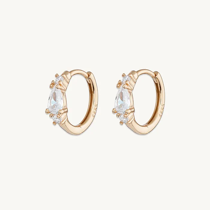 Camile Stone Earrings Teardrop Sapphire Huggie Earrings