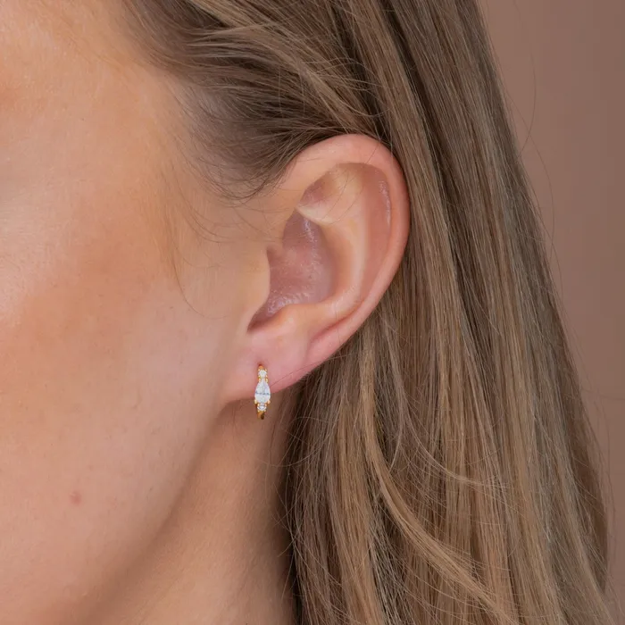Camile Stone Earrings Teardrop Sapphire Huggie Earrings