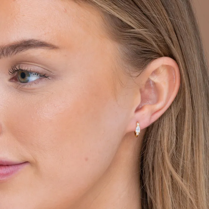 Camile Stone Earrings Teardrop Sapphire Huggie Earrings