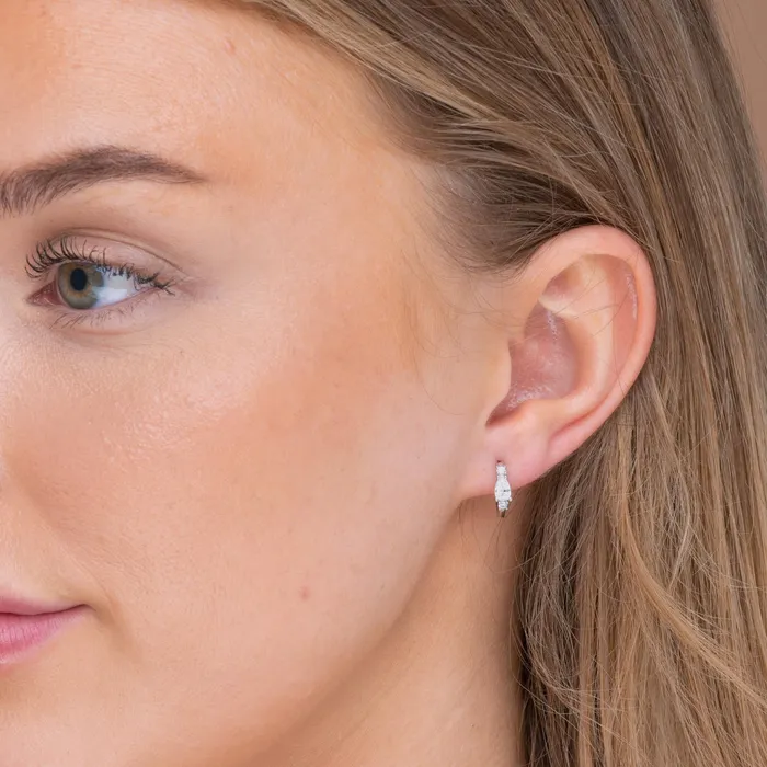 Camile Stone Earrings Teardrop Sapphire Huggie Earrings