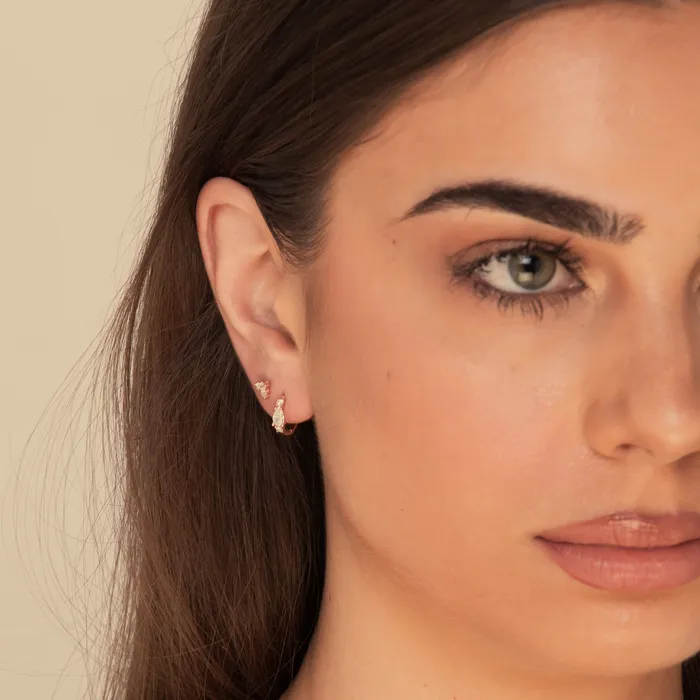 Camile Stone Earrings Teardrop Sapphire Huggie Earrings