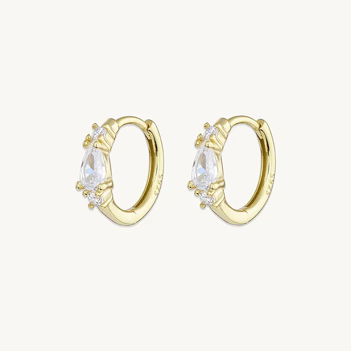 Camile Stone Earrings Teardrop Sapphire Huggie Earrings