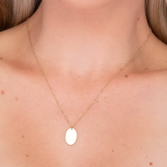 Camile Stone Necklaces Oval Engraved Personalised Necklace