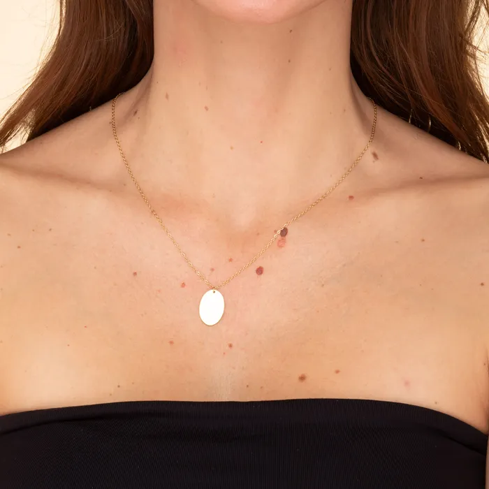 Camile Stone Necklaces Oval Engraved Personalised Necklace