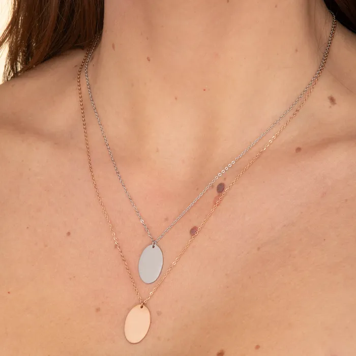 Camile Stone Necklaces Oval Engraved Personalised Necklace