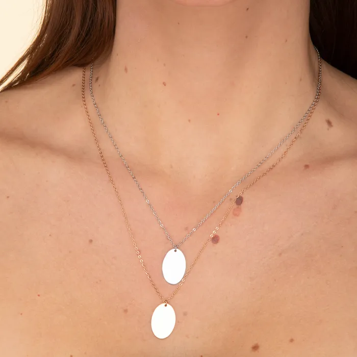 Camile Stone Necklaces Oval Engraved Personalised Necklace
