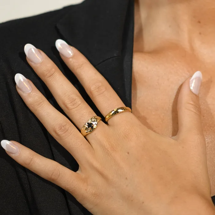 Camile Stone Rings Molten Open Stacker Ring Camile Stone Rings Molten Open Stacker Ring