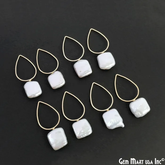 Charm Necklaces DIY Freshwater Baroque Pearl Charm Gold Pear Loop 40x16mm 1pair GemMartUSA Charm Necklaces DIY Freshwater Baroque Pearl Charm Gold Pear Loop 40x16mm 1pair GemMartUSA