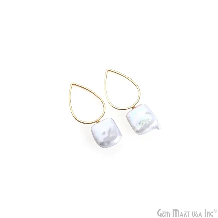 Charm Necklaces DIY Freshwater Baroque Pearl Charm Gold Pear Loop 40x16mm 1pair GemMartUSA Charm Necklaces DIY Freshwater Baroque Pearl Charm Gold Pear Loop 40x16mm 1pair GemMartUSA