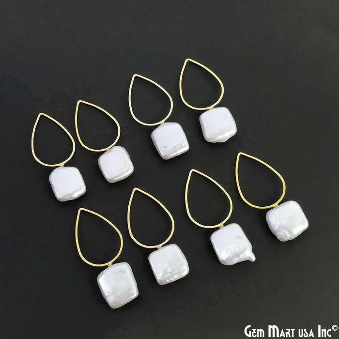 Charm Necklaces DIY Freshwater Baroque Pearl Charm Gold Pear Loop 40x16mm 1pair GemMartUSA Charm Necklaces DIY Freshwater Baroque Pearl Charm Gold Pear Loop 40x16mm 1pair GemMartUSA