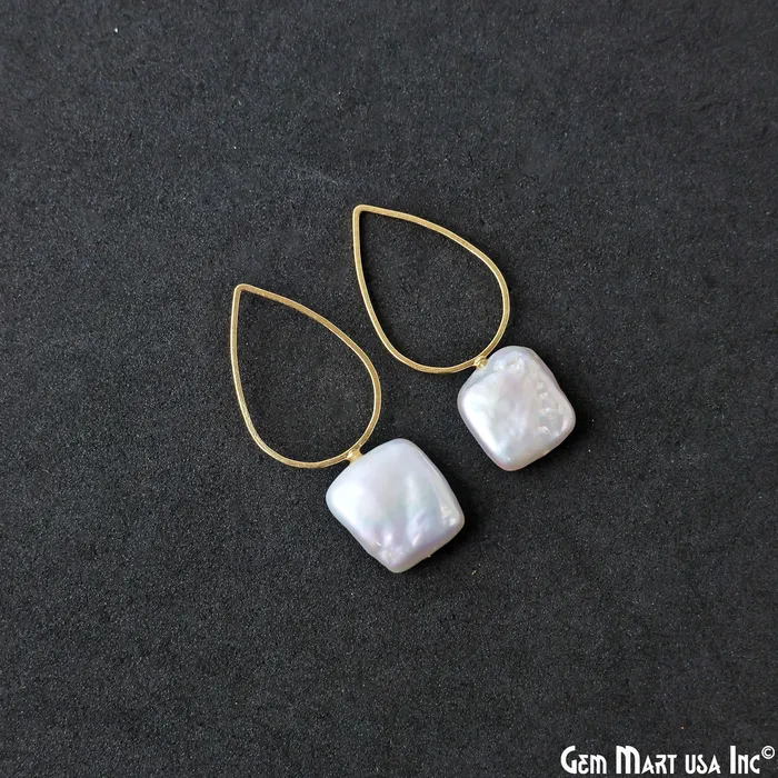 Charm Necklaces DIY Freshwater Baroque Pearl Charm Gold Pear Loop 40x16mm 1pair GemMartUSA Charm Necklaces DIY Freshwater Baroque Pearl Charm Gold Pear Loop 40x16mm 1pair GemMartUSA