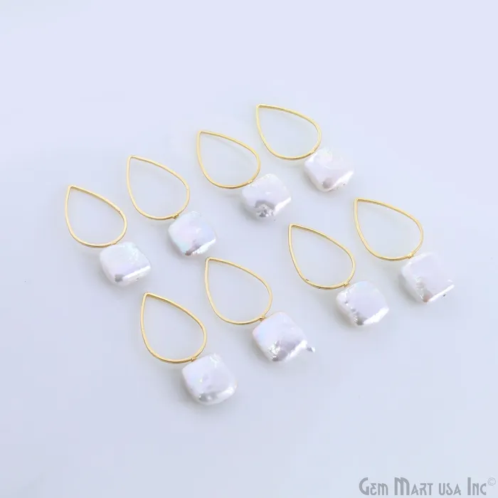 Charm Necklaces DIY Freshwater Baroque Pearl Charm Gold Pear Loop 40x16mm 1pair GemMartUSA Charm Necklaces DIY Freshwater Baroque Pearl Charm Gold Pear Loop 40x16mm 1pair GemMartUSA