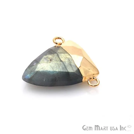 Charm Necklaces GemMartUSA Labradorite 23x22mm Triangle Shape Cat Bail Gold Plated Gemstone Connector Charm