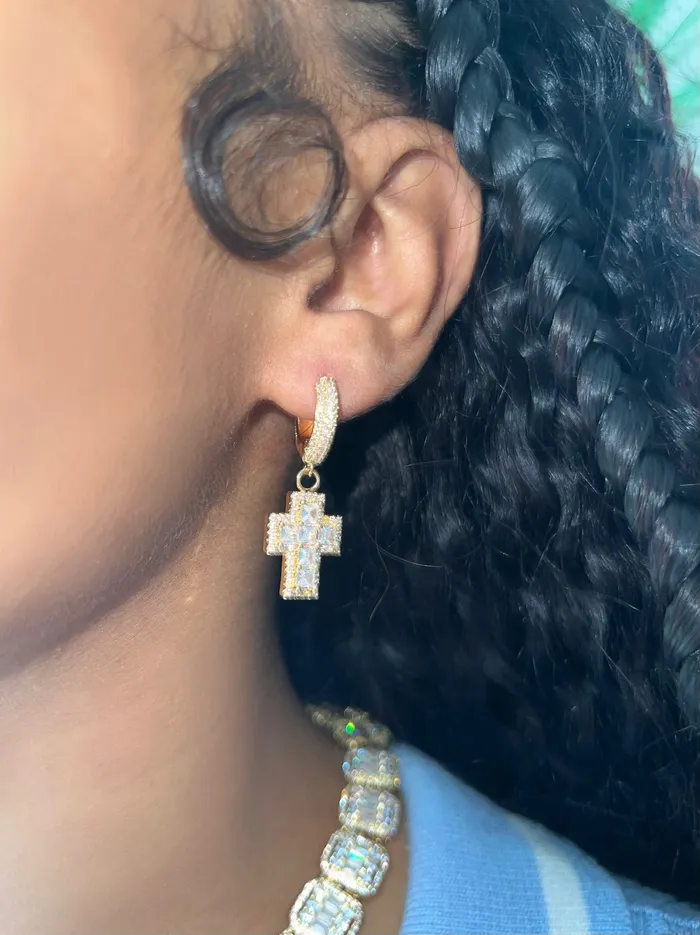 CharmBox Earrings Cross Hoop Earrings Silver Ships Same Day