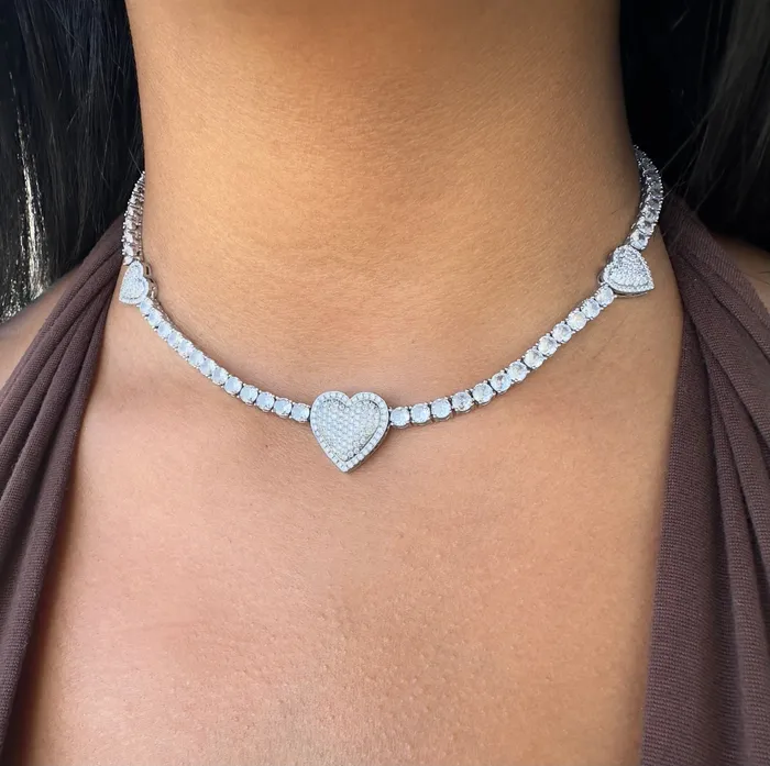 CharmBox Necklaces Triple Heart Tennis Necklace
