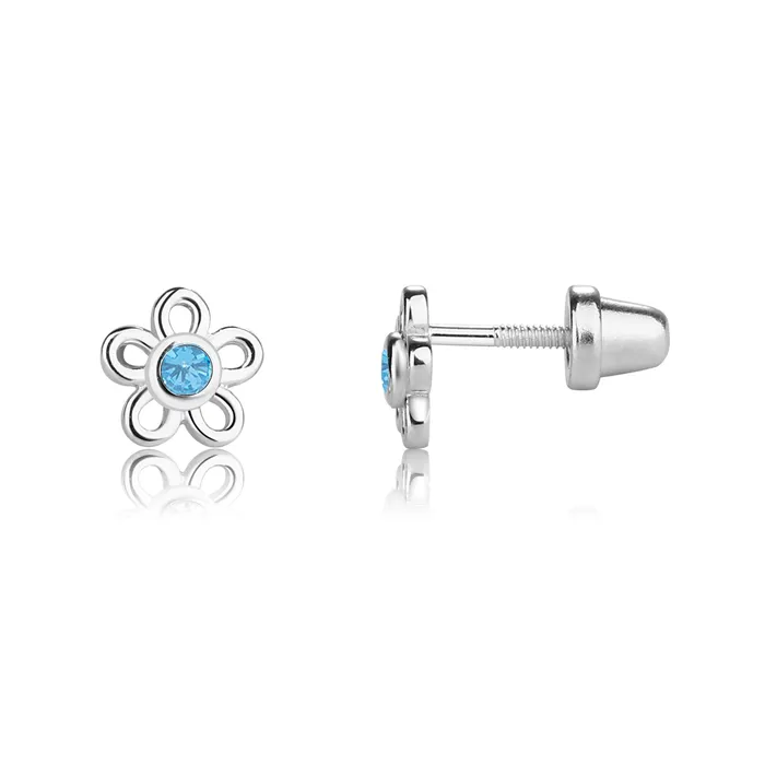 Cherished Moments Sterling Silver Birthstone Daisy Earrings for Kids Earrings