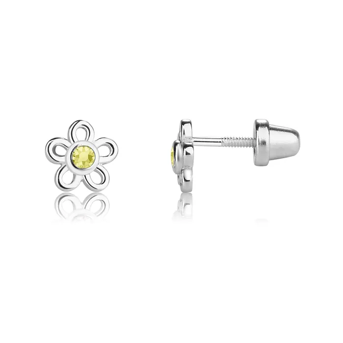 Cherished Moments Sterling Silver Birthstone Daisy Earrings for Kids Earrings