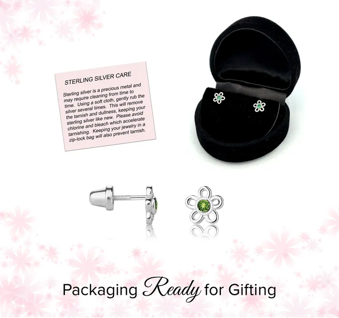 Cherished Moments Sterling Silver Birthstone Daisy Earrings for Kids Earrings