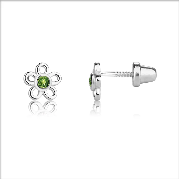 Cherished Moments Sterling Silver Birthstone Daisy Earrings for Kids Earrings