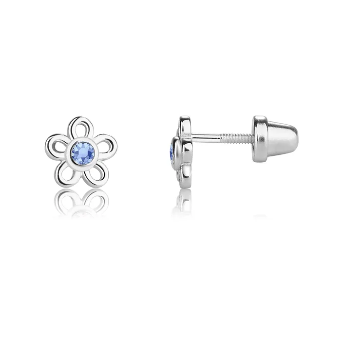 Cherished Moments Sterling Silver Birthstone Daisy Earrings for Kids Earrings