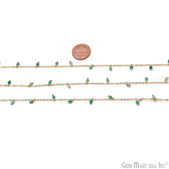 Chrysoprase Faceted Beads 34mm Gold Plated Cluster Dangle Chain GemMartUSA Charm Necklaces
