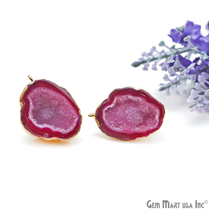 DIY Agate Slice Geode Druzy 20x30mm Gold Electroplated Loop Connector Studs Earrings GemMartUSA Earrings DIY Agate Slice Geode Druzy 20x30mm Gold Electroplated Loop Connector Studs Earrings GemMartUSA Earrings