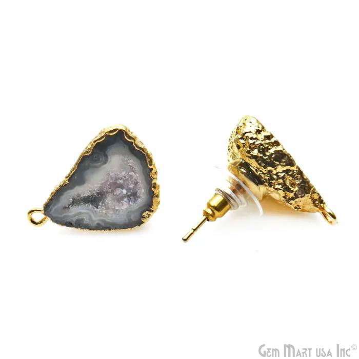 DIY Geode Druzy 26x18mm Gold Electroplated Loop Connector Studs Earrings GemMartUSA Earrings DIY Geode Druzy 26x18mm Gold Electroplated Loop Connector Studs Earrings GemMartUSA Earrings