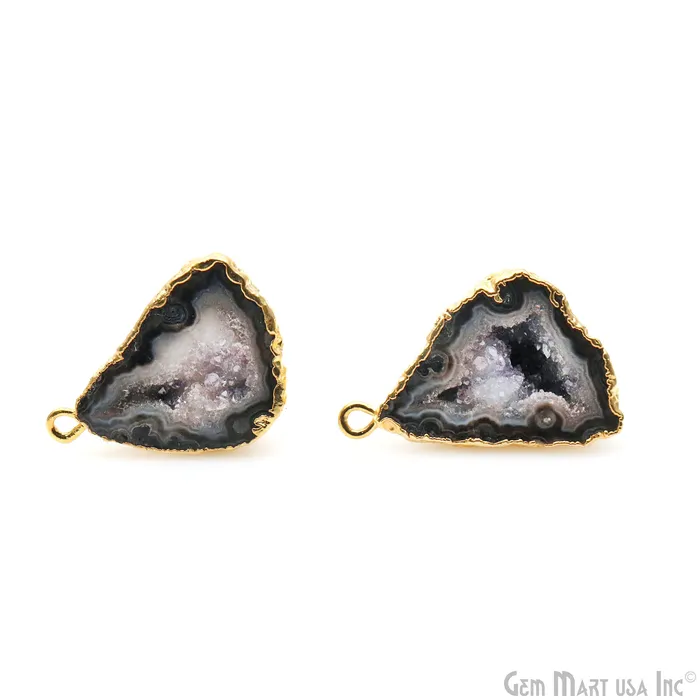 DIY Geode Druzy 26x18mm Gold Electroplated Loop Connector Studs Earrings GemMartUSA Earrings DIY Geode Druzy 26x18mm Gold Electroplated Loop Connector Studs Earrings GemMartUSA Earrings