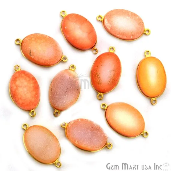 Earrings GemMartUSA Color Druzy 15x20mm Oval Bezel Gold Plated Bail Gemstone Connector Earrings GemMartUSA Color Druzy 15x20mm Oval Bezel Gold Plated Bail Gemstone Connector