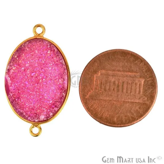 Earrings GemMartUSA Color Druzy 15x20mm Oval Bezel Gold Plated Bail Gemstone Connector Earrings GemMartUSA Color Druzy 15x20mm Oval Bezel Gold Plated Bail Gemstone Connector