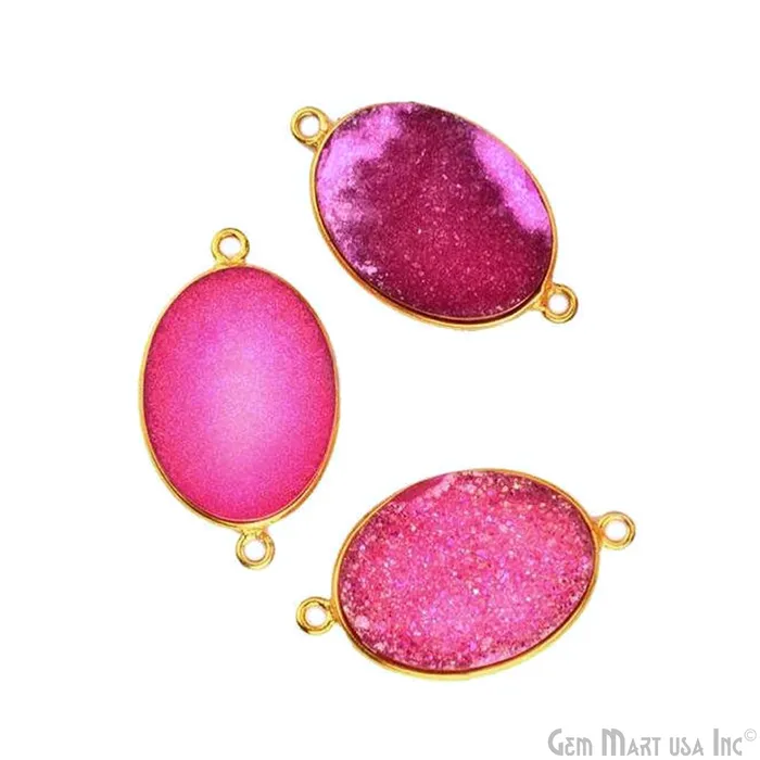 Earrings GemMartUSA Color Druzy 15x20mm Oval Bezel Gold Plated Bail Gemstone Connector Earrings GemMartUSA Color Druzy 15x20mm Oval Bezel Gold Plated Bail Gemstone Connector