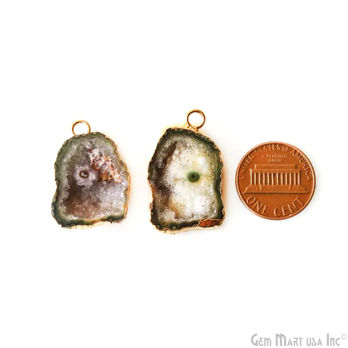 Earrings GemMartUSA Geode Druzy 18x25mm Organic Gold Electroplated Single Bail Gemstone Earring Connector 1 Pair Earrings GemMartUSA Geode Druzy 18x25mm Organic Gold Electroplated Single Bail Gemstone Earring Connector 1 Pair