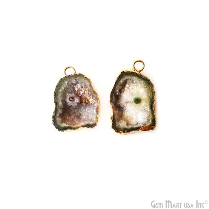 Earrings GemMartUSA Geode Druzy 18x25mm Organic Gold Electroplated Single Bail Gemstone Earring Connector 1 Pair Earrings GemMartUSA Geode Druzy 18x25mm Organic Gold Electroplated Single Bail Gemstone Earring Connector 1 Pair