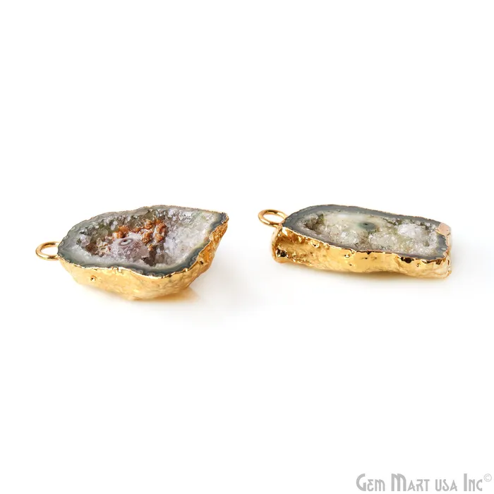 Earrings GemMartUSA Geode Druzy 18x25mm Organic Gold Electroplated Single Bail Gemstone Earring Connector 1 Pair Earrings GemMartUSA Geode Druzy 18x25mm Organic Gold Electroplated Single Bail Gemstone Earring Connector 1 Pair