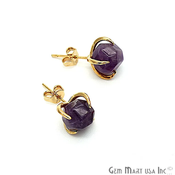 Earrings GemMartUSA Natural Prong Gold Earring Gold Plated Prong Setting Stud Earrings CHPR3