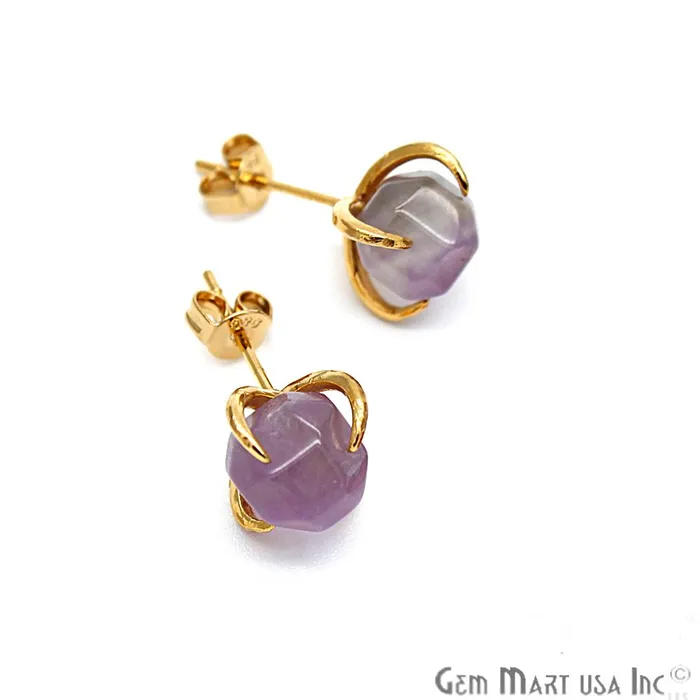 Earrings GemMartUSA Natural Prong Gold Earring Gold Plated Prong Setting Stud Earrings CHPR3