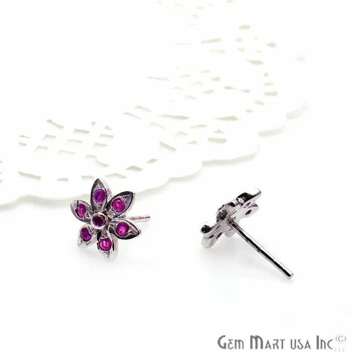Earrings GemMartUSA Ruby 9mm Sterling Silver Flower Shape Stud Earring Earrings GemMartUSA Ruby 9mm Sterling Silver Flower Shape Stud Earring