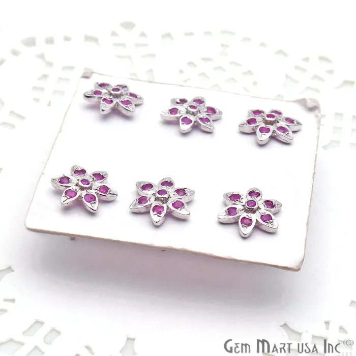 Earrings GemMartUSA Ruby 9mm Sterling Silver Flower Shape Stud Earring Earrings GemMartUSA Ruby 9mm Sterling Silver Flower Shape Stud Earring