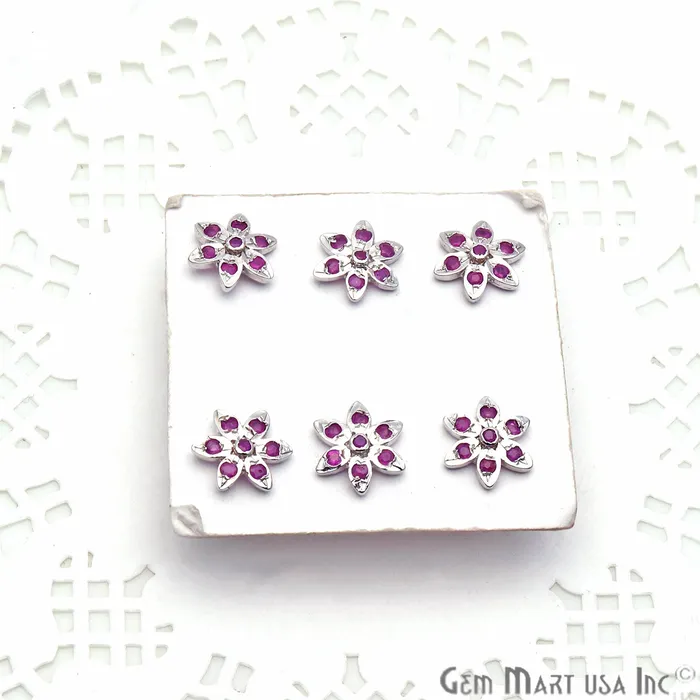 Earrings GemMartUSA Ruby 9mm Sterling Silver Flower Shape Stud Earring Earrings GemMartUSA Ruby 9mm Sterling Silver Flower Shape Stud Earring