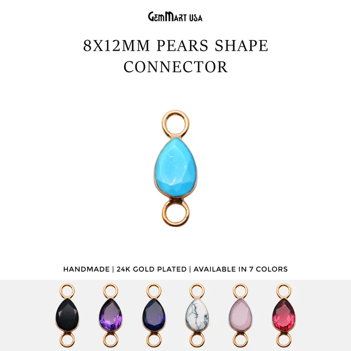 Earrings Pear 8x12mm Gemstone Gold Bezel Big Bail Connector GemMartUSA